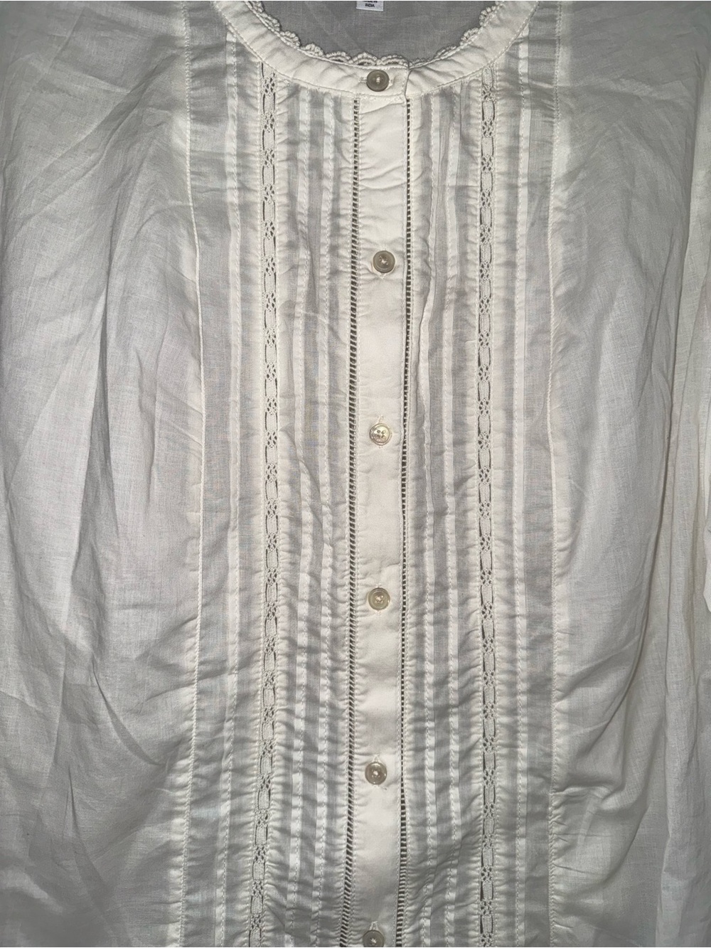 Time and Tru Women's Winter White Button-Front Lace-Trim Blouse XXXL (22) - Picture 2 of 7
